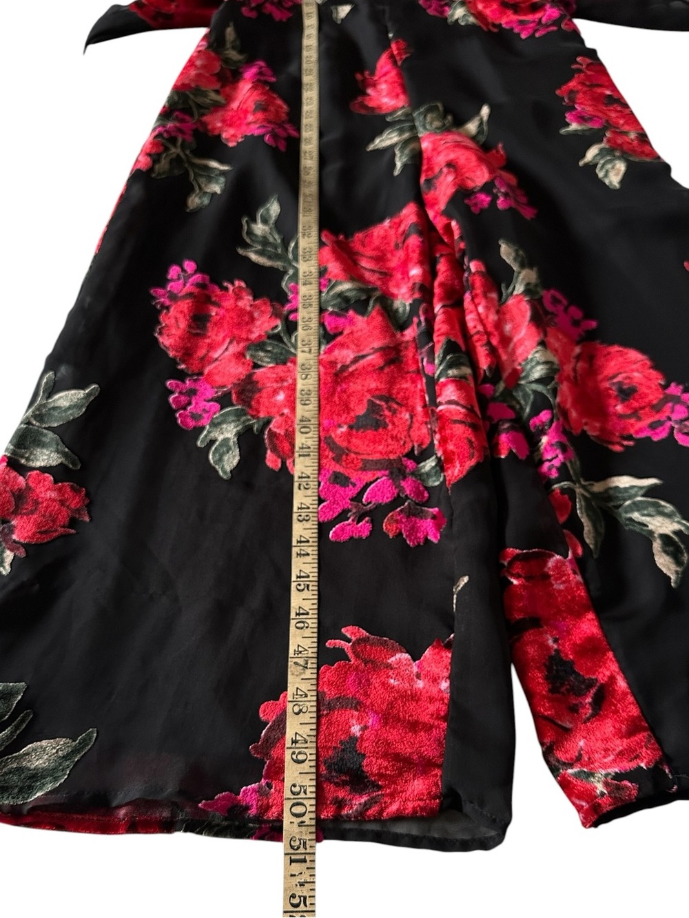 Anthropologie Etti TWA Black Burnout Velvet Floral Cropped Wide Leg Jumpsuit XS - Picture 14 of 16
